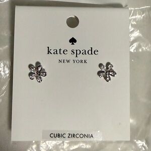 Kate Spade Silver tone Floral Stud Earrings with cubic zirconia dusty included!